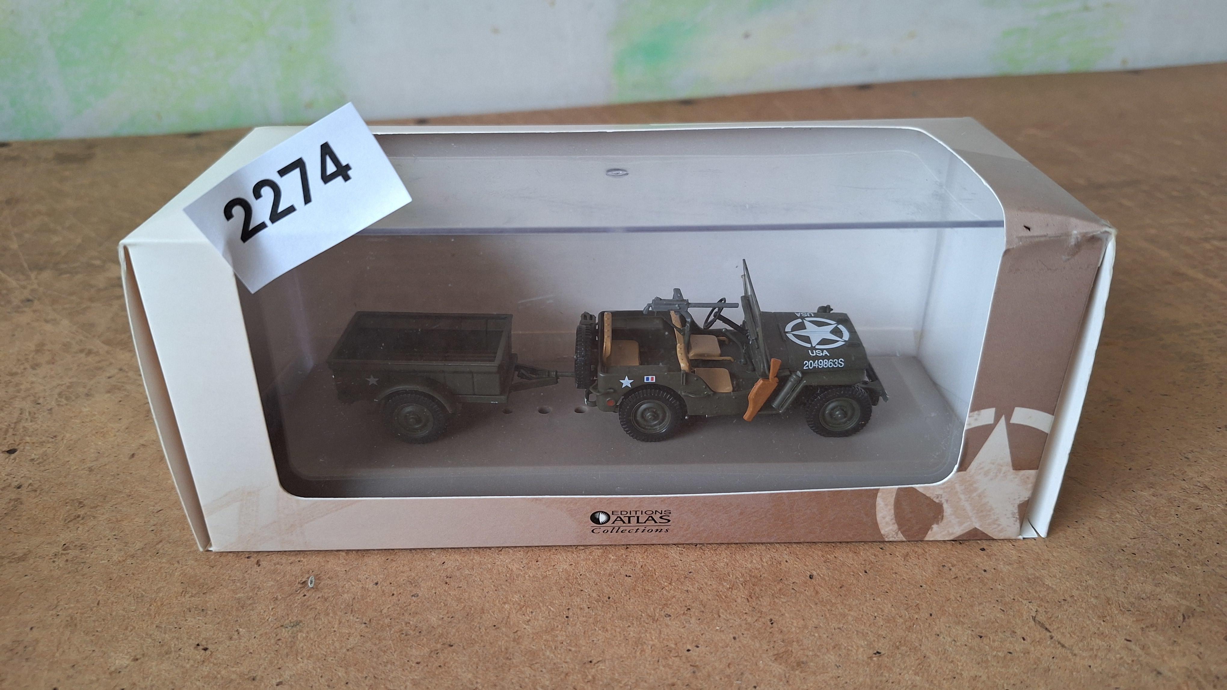 Editions Atlas schaalmodel Jeep Willys MB met aanhangwagen – kavel bij Goeiendeal
