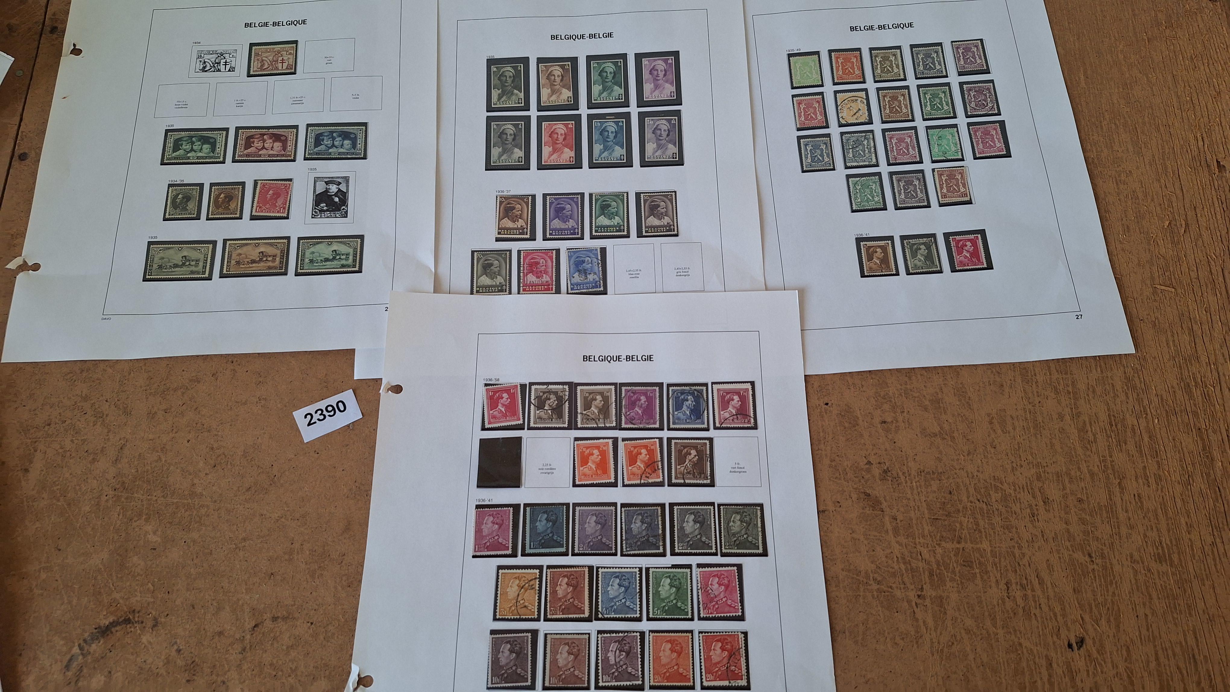 Belgische postzegels, Diverse historische postzegels op 4 albumbladen – kavel bij Goeiendeal