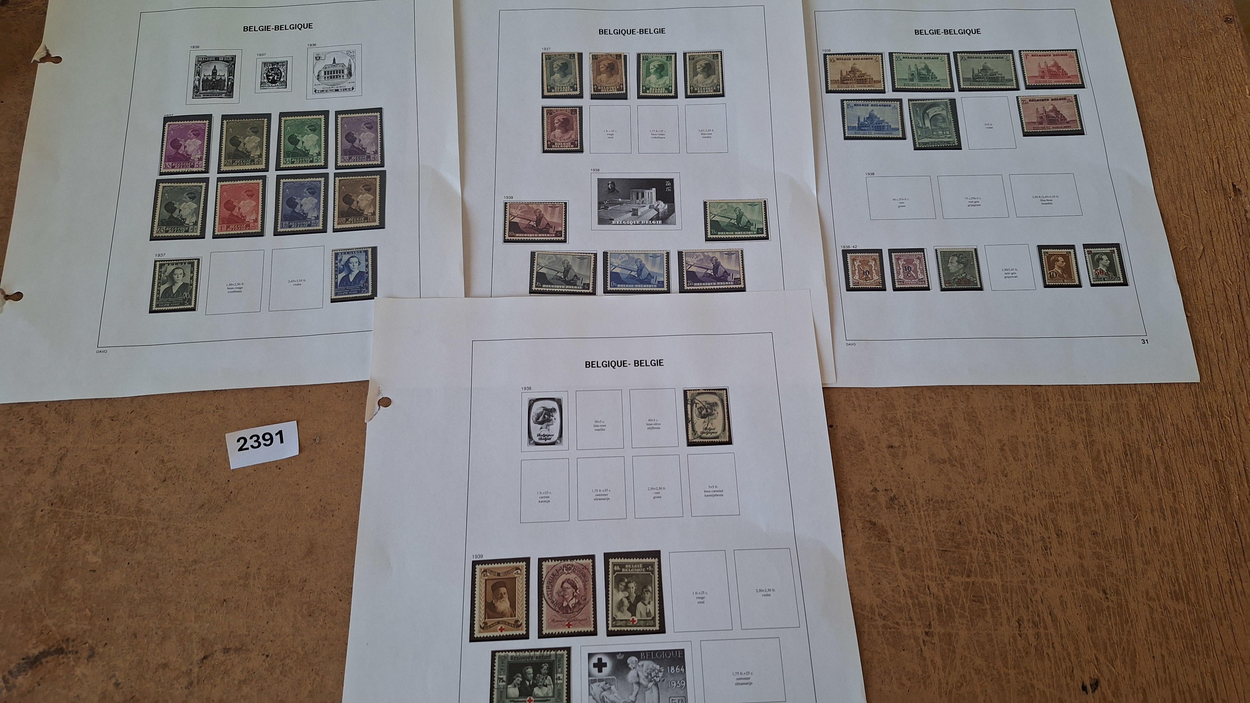 Belgische postzegels, Diverse historische postzegels op 4 albumbladen – kavel bij Goeiendeal