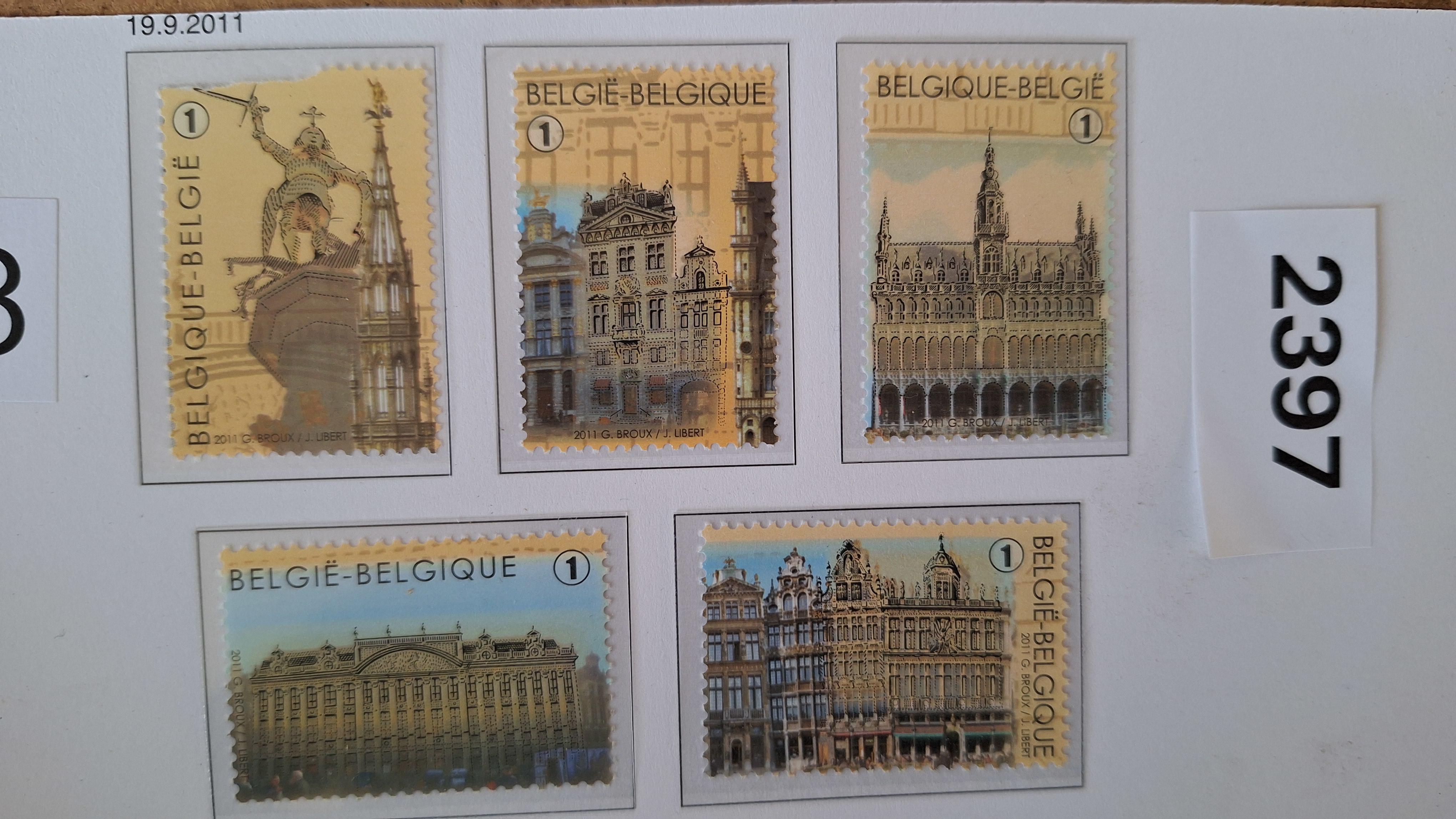 Belgische postzegels, Set van 5 historische postzegels met stadsgezichten nummer 1 – kavel bij Goeiendeal