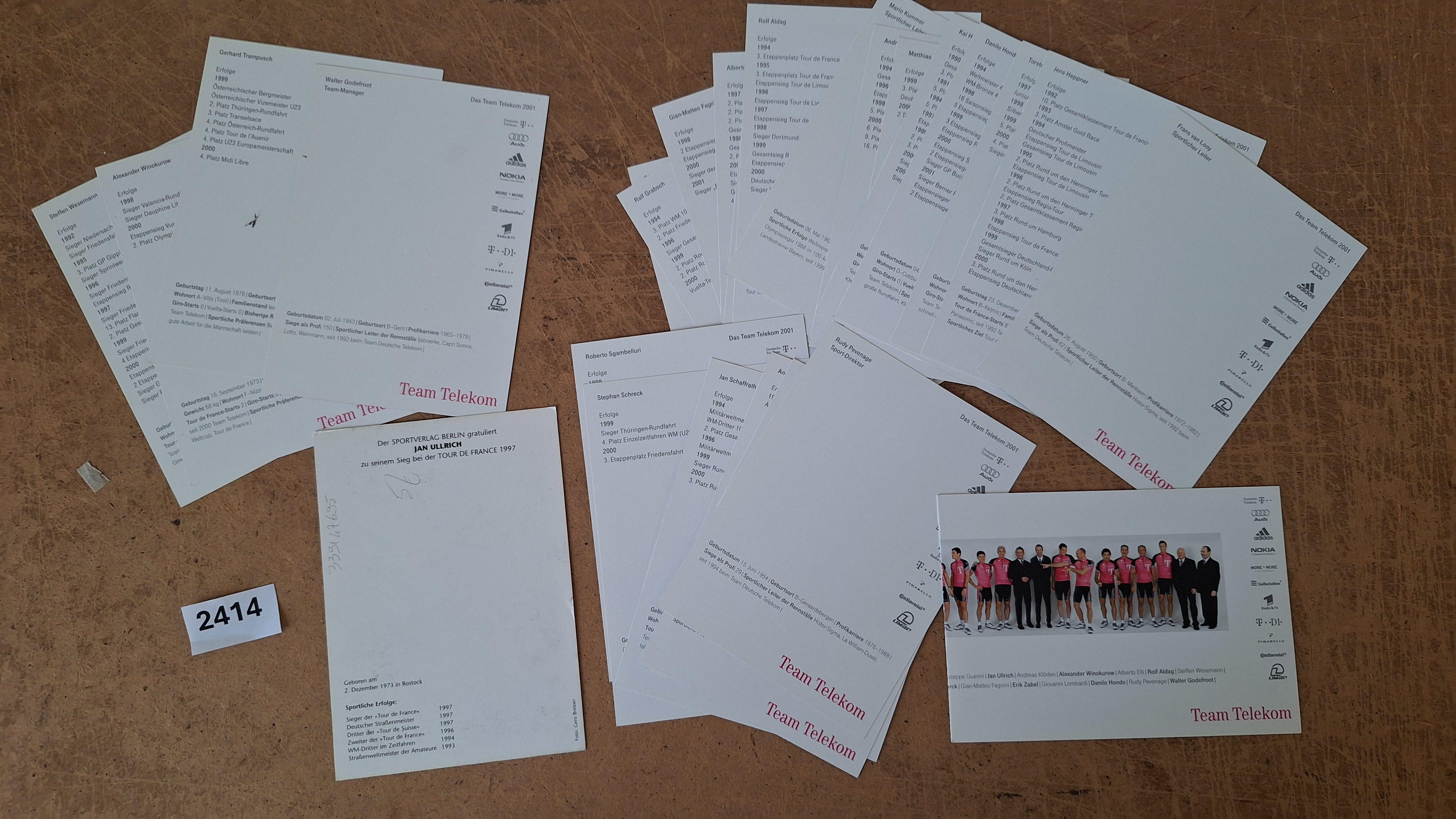 Team Telekom, Diverse wielrennerskaarten editie 2001 – foto 4 – kavel bij Goeiendeal