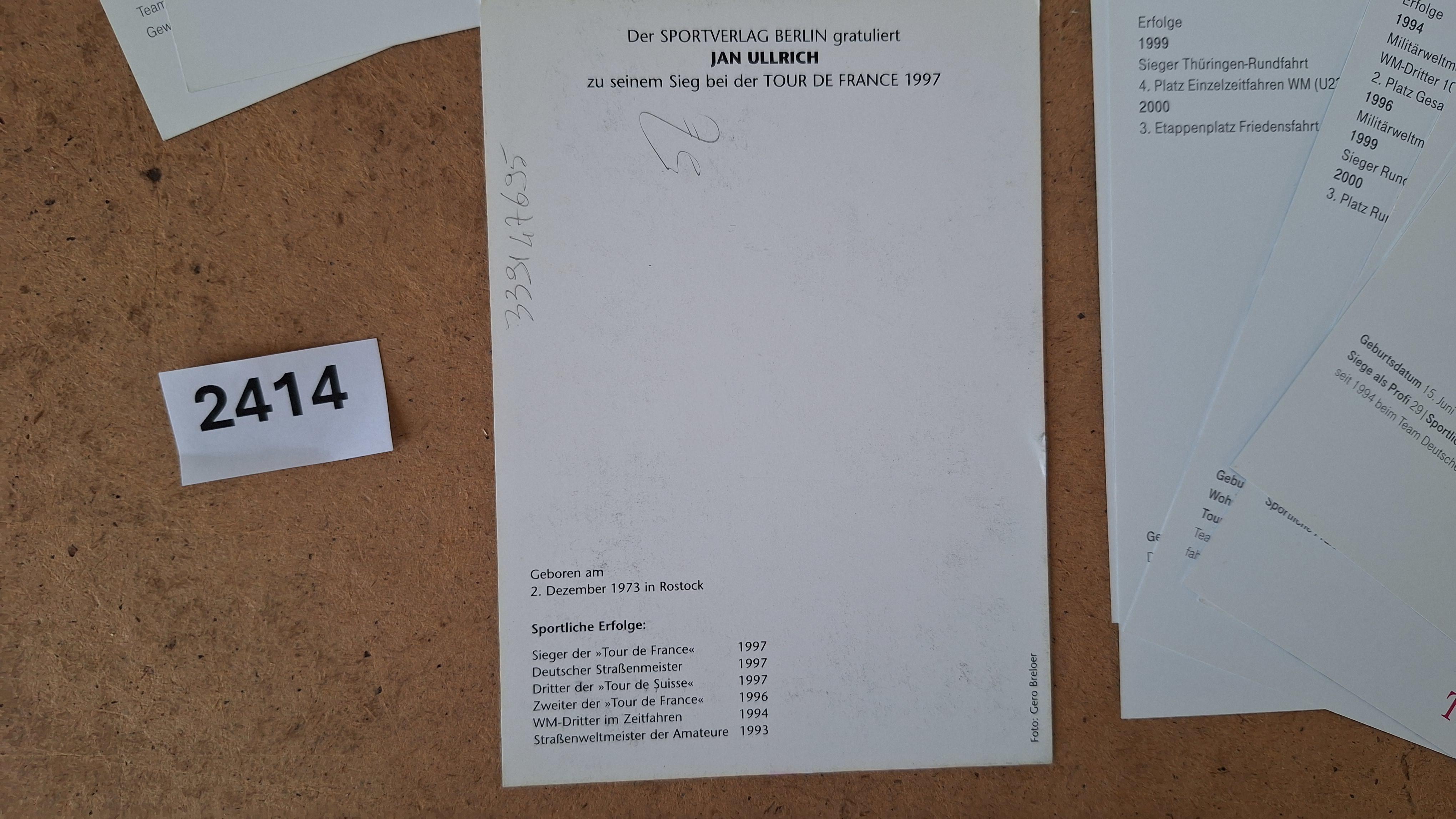 Team Telekom, Diverse wielrennerskaarten editie 2001 – foto 5 – kavel bij Goeiendeal