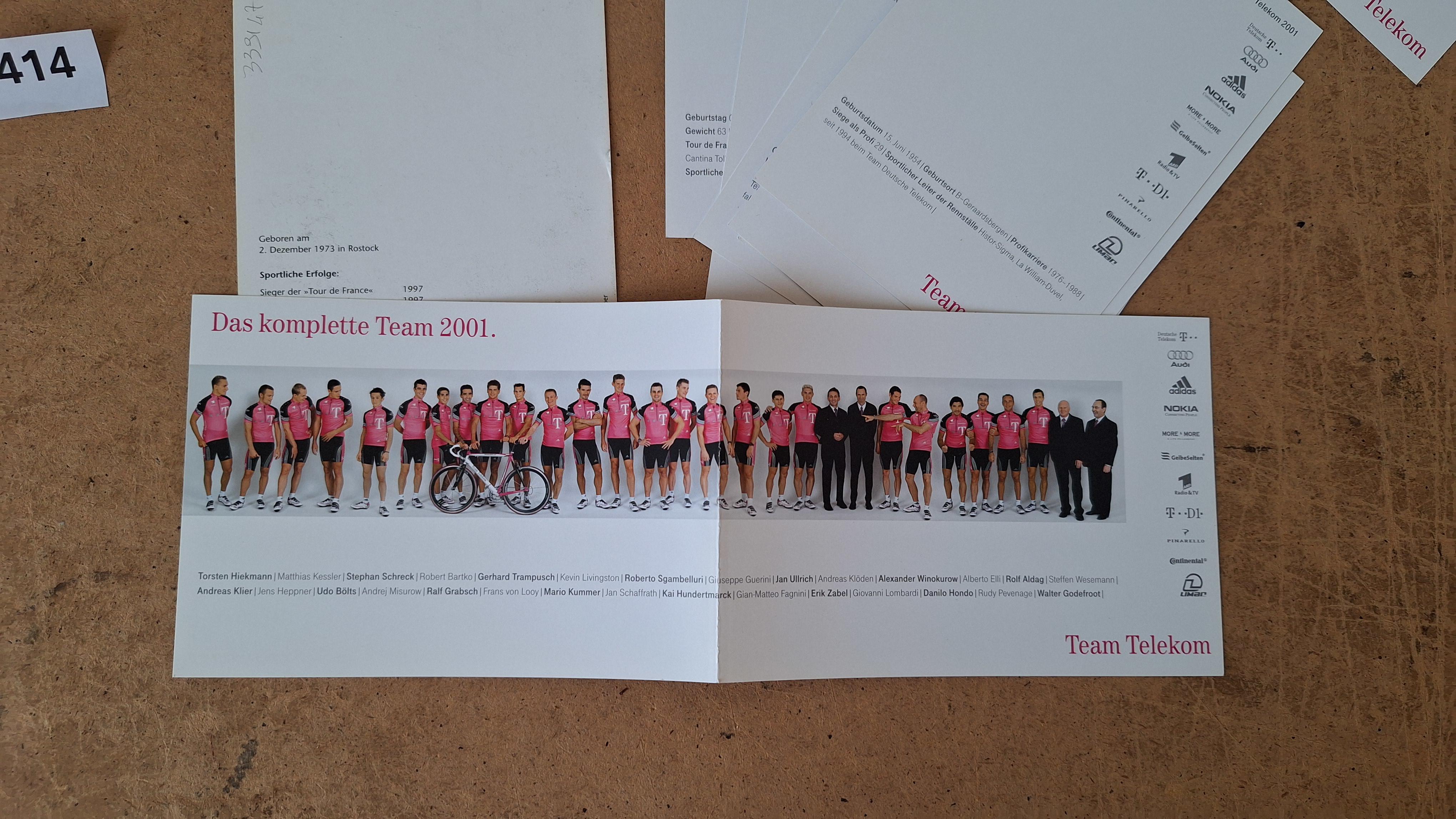 Team Telekom, Diverse wielrennerskaarten editie 2001 – foto 6 – kavel bij Goeiendeal