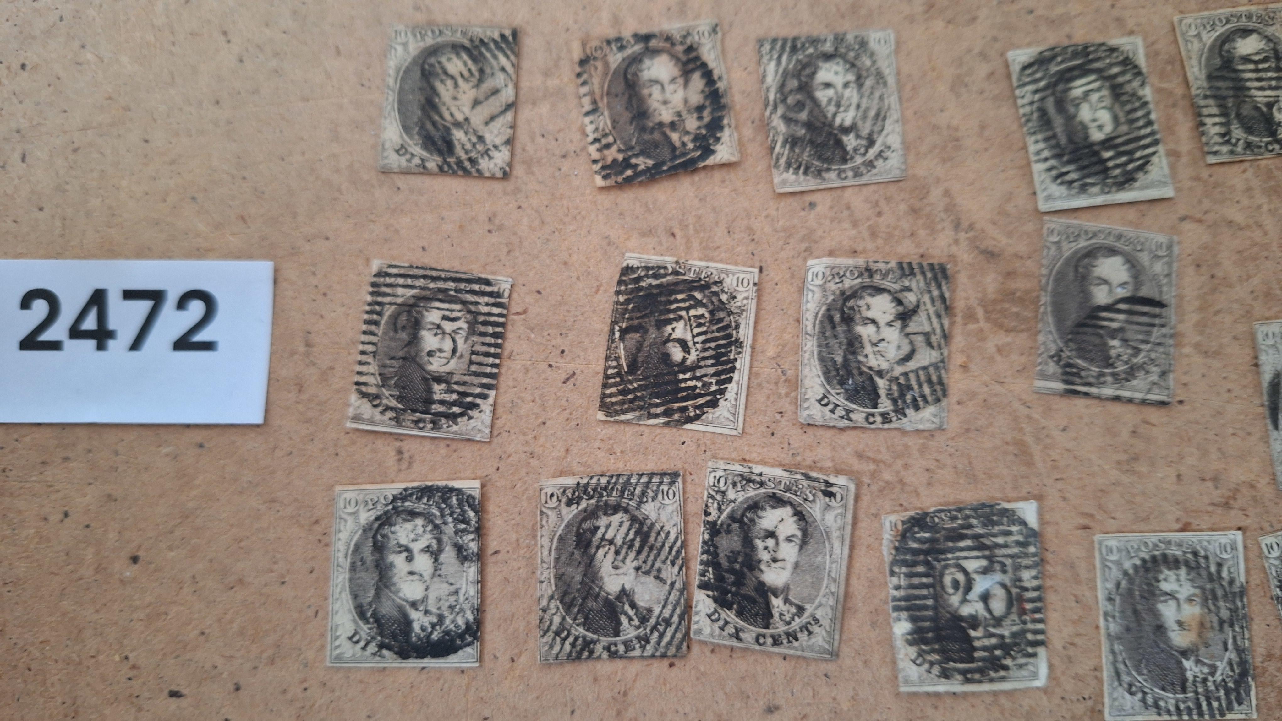 Belgische postzegels, Verzameling bruin/zwarte klassieke postzegels met koning Leopold I Medaillons – foto 2 – kavel bij Goeiendeal