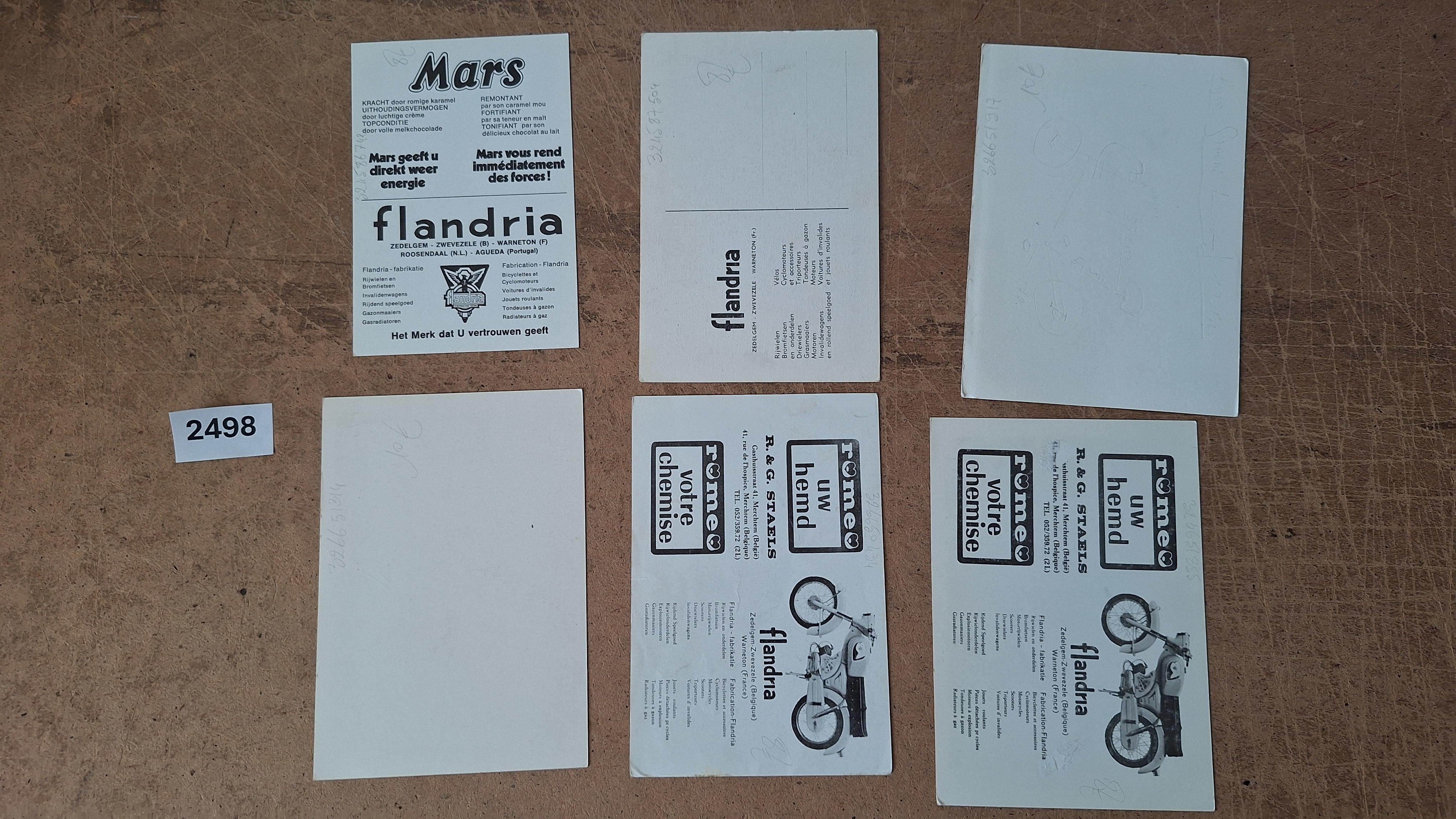 Flandria, Set van 6 historische zwart-wit wielrennerskaarten waaronder Hubert Hutsebaut en Jaak De Boever – foto 4 – kavel bij Goeiendeal