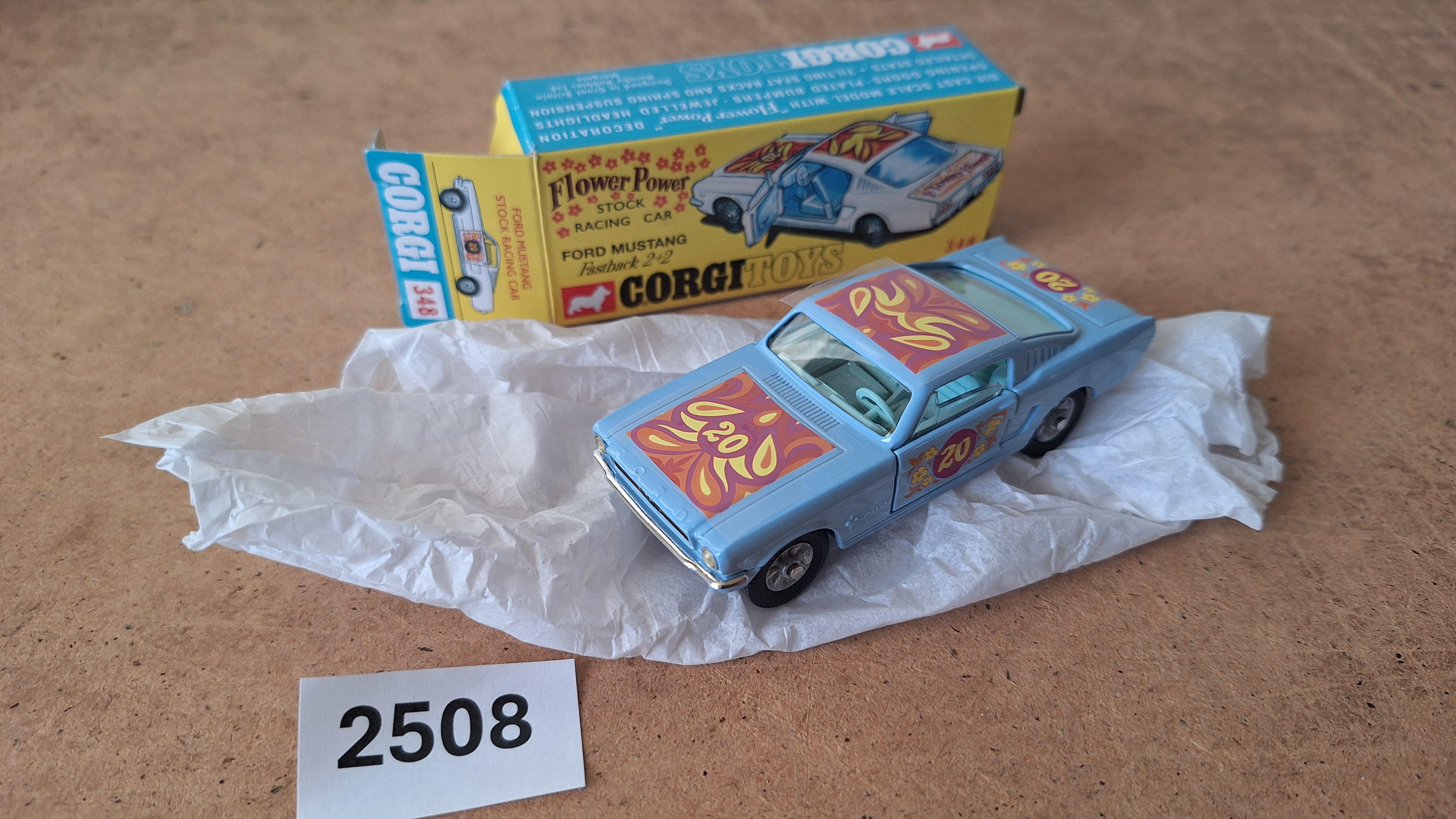 Corgi Toys 348, Ford Mustang Fastback 2+2 Flower Power Stock Car – kavel bij Goeiendeal