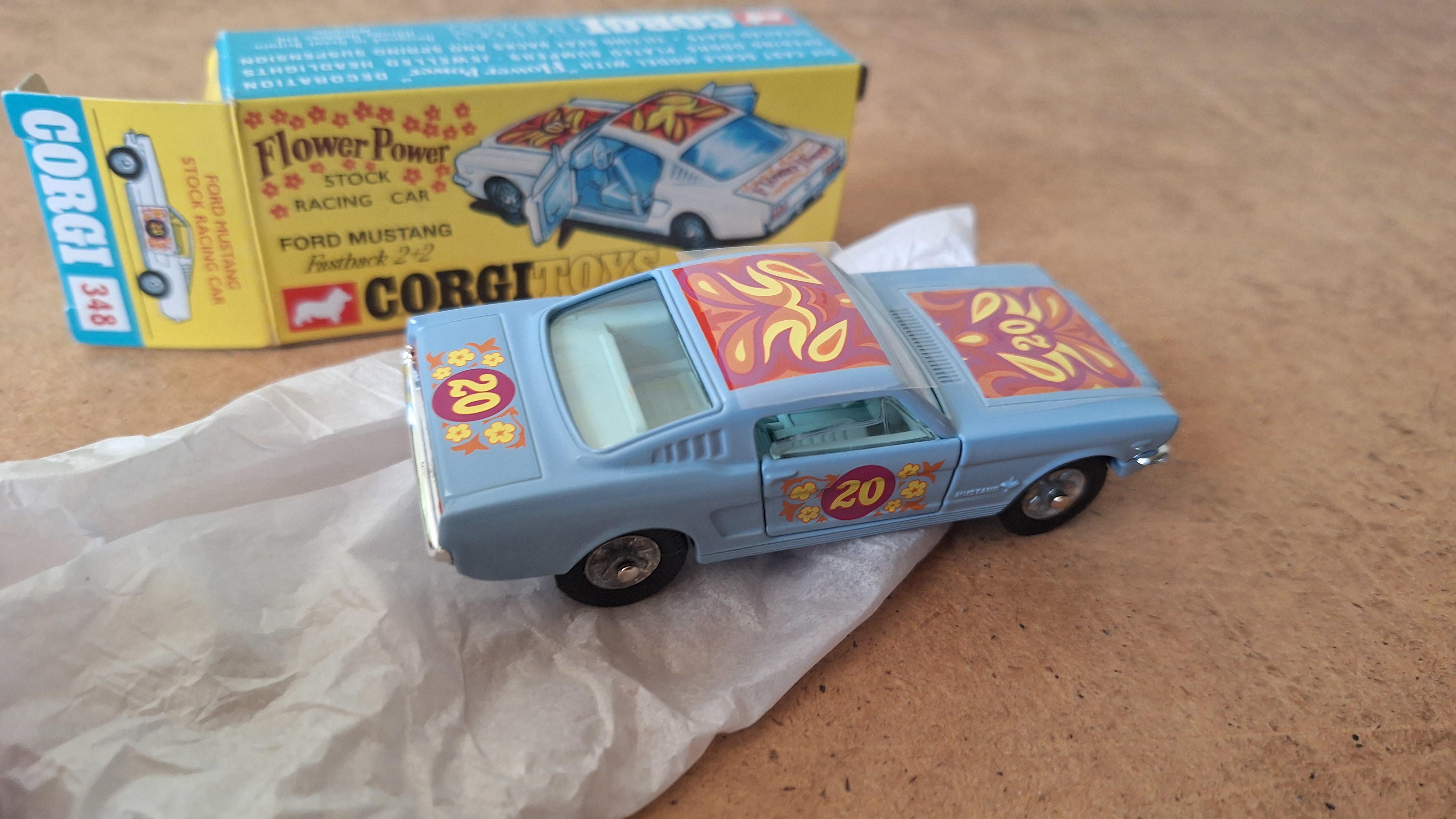 Corgi Toys 348, Ford Mustang Fastback 2+2 Flower Power Stock Car – foto 4 – kavel bij Goeiendeal