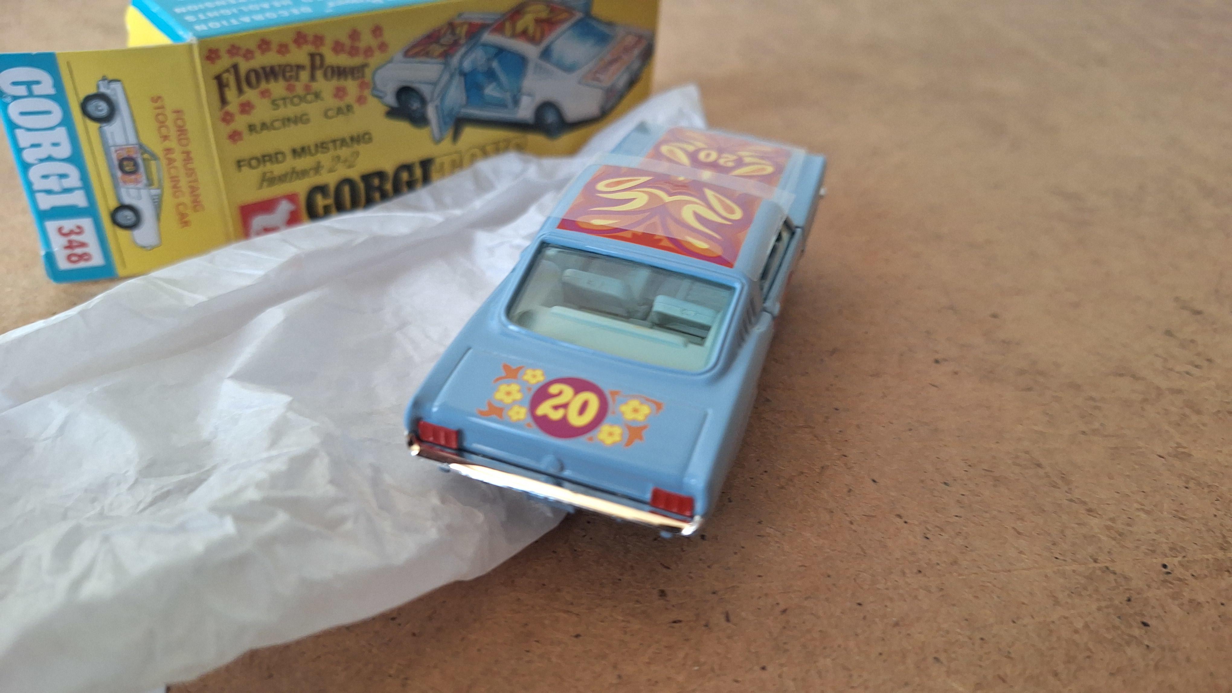 Corgi Toys 348, Ford Mustang Fastback 2+2 Flower Power Stock Car – foto 5 – kavel bij Goeiendeal