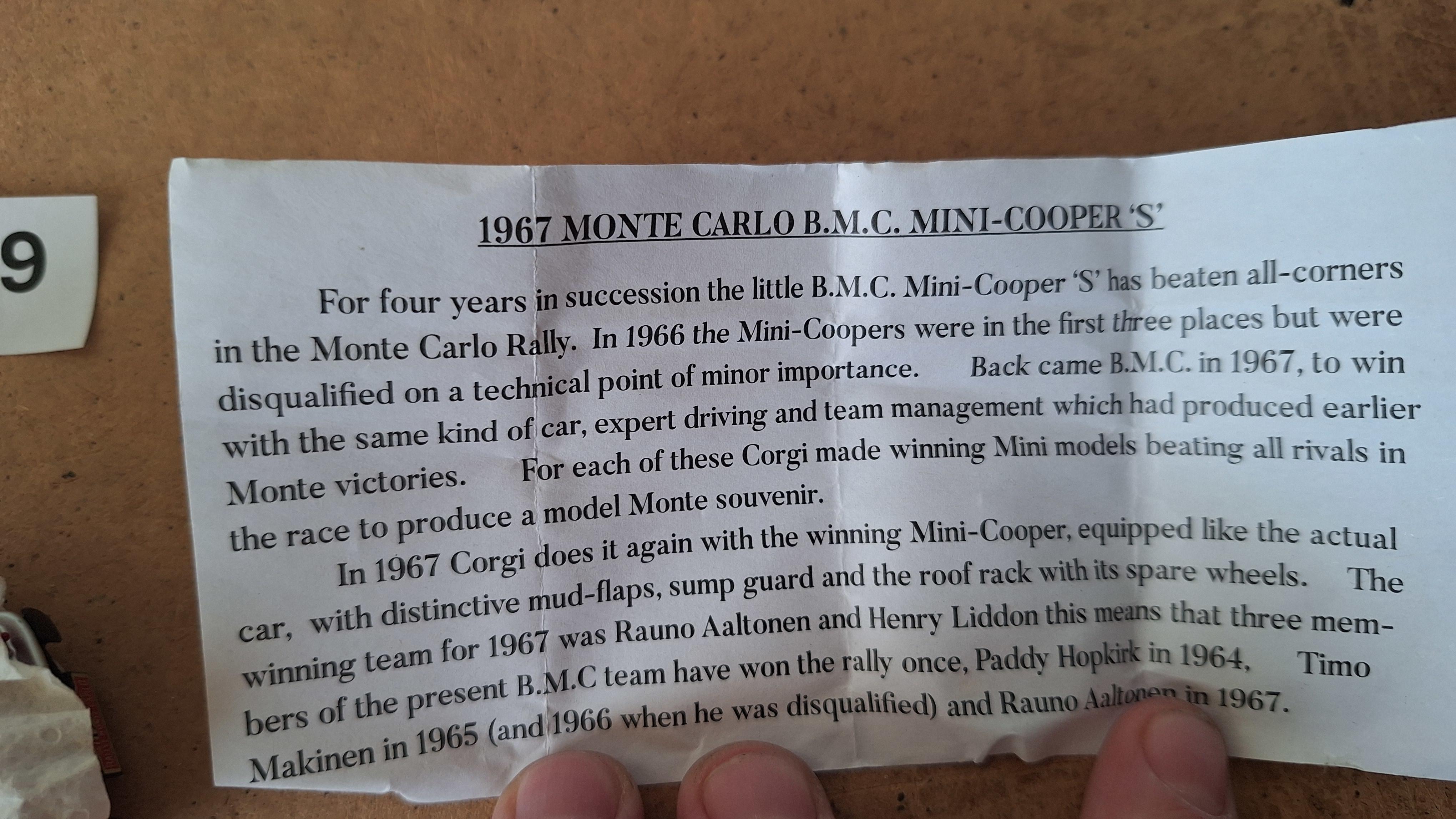 Corgi Toys 339, B.M.C. Mini Cooper S Monte-Carlo Winner 1967 – foto 6 – kavel bij Goeiendeal
