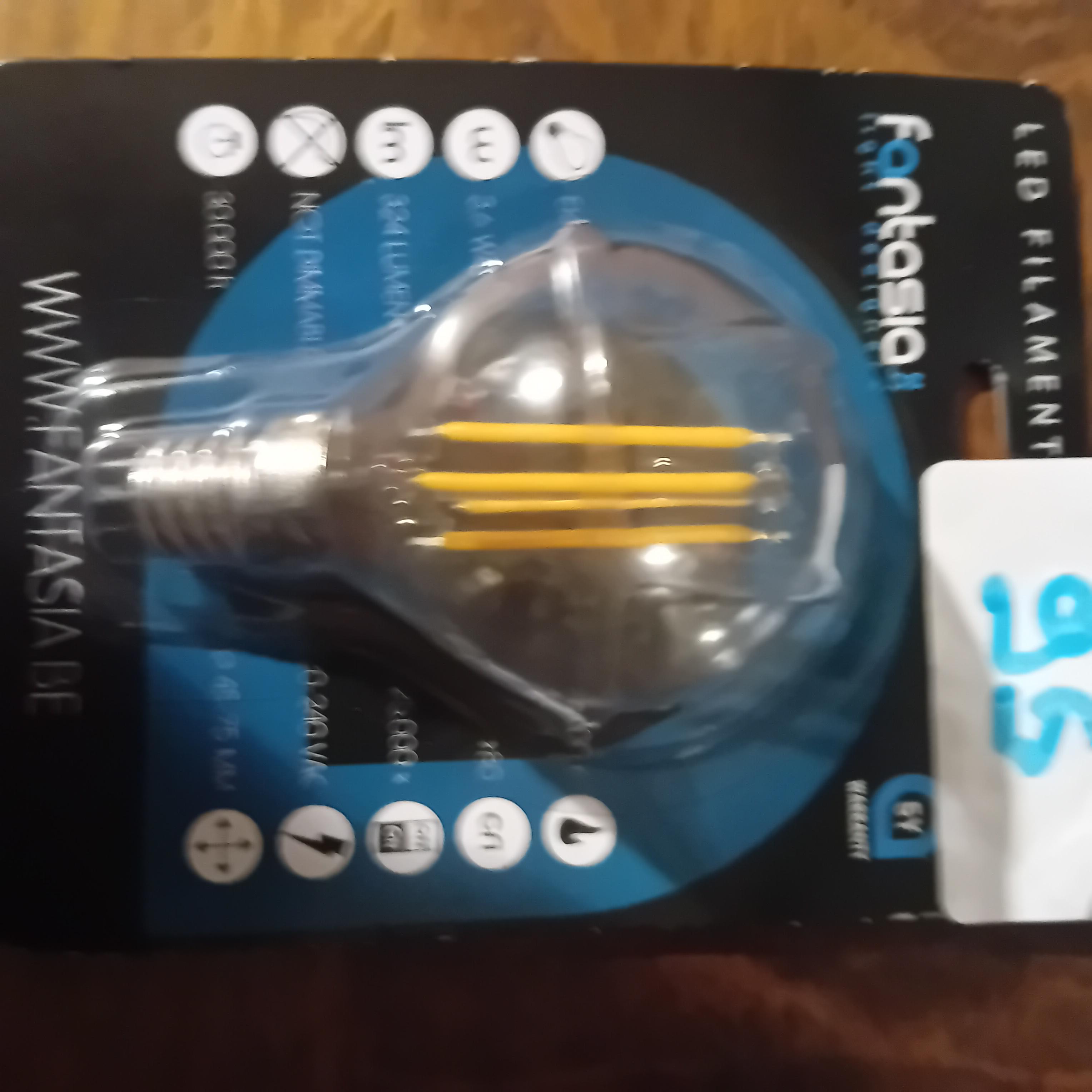 3 stuks LED filament lampen, warm wit, merk Fantasia, nieuw in verpakking (Lot: 95) – foto 2 – kavel bij Goeiendeal, Lommel