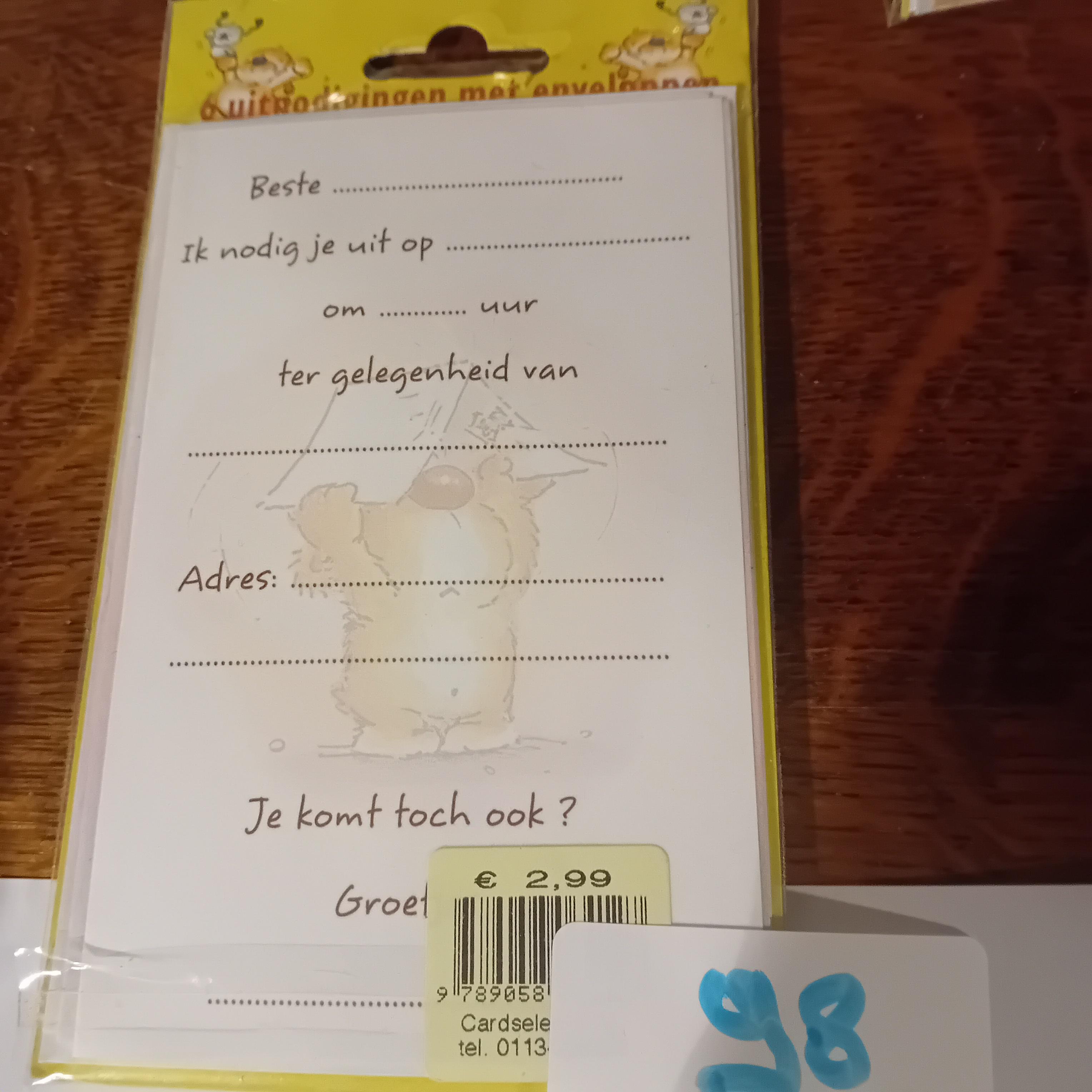 5 sets van 6 stuks uitnodigingskaarten met enveloppen voorzien van beertjesmotief (Lot: 98) – foto 2 – kavel bij Goeiendeal, Lommel