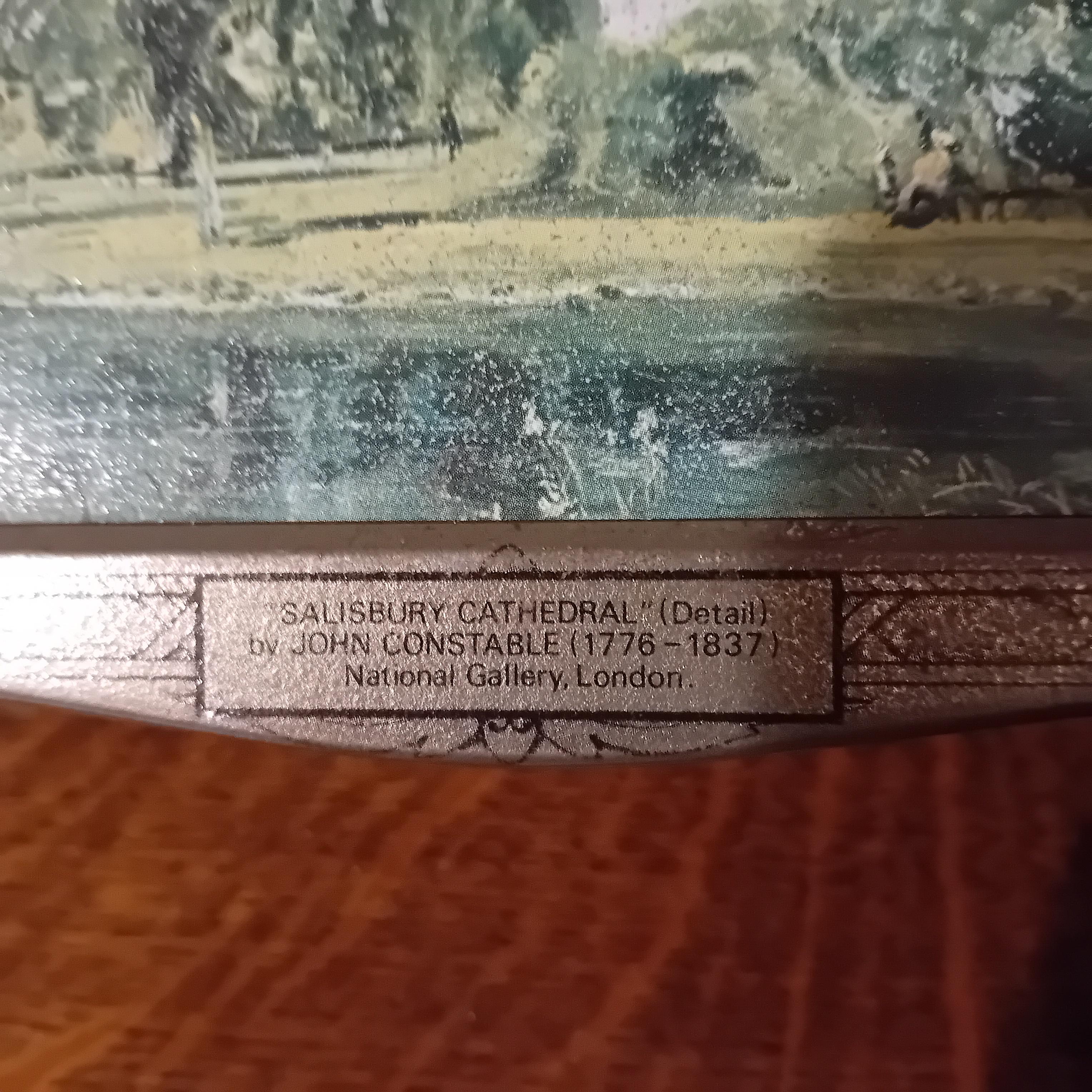 Decoratief rechthoekig wandbordje of doosje met een reproductie van het schilderij "Salisbury Cathedral" door John Constable (Lot: B 97) – foto 2 – kavel bij Goeiendeal, Lommel