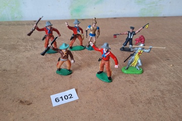 Afbeelding van Set van 7 speelgoedsoldaatjes en ridders (miniatuurfiguren) - Kunststof