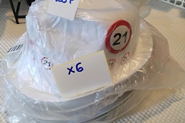 Afbeelding van 6x Witte hoed cijfer 21