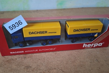 Afbeelding van Herpa Wagener Miniatur Automobile, Mercedes-Benz LKW-Zug 'Dachser Spedition', 1:87