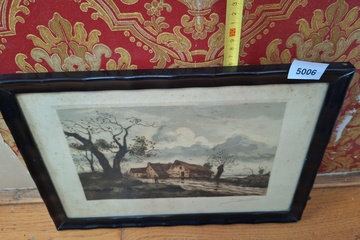 Afbeelding van pentekening in kader gesigneerd