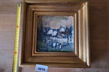 Afbeelding van Olieverf op doek schilderij in kader geigneerd