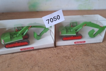 Afbeelding van Wiking Set van 2 Krupp Ardelt Rupskranen / Graafmachines (Groen) 1:87