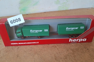Afbeelding van Herpa Miniaturmodelle, Mercedes-Benz NG LKW-Zug 'Europcar Autovermietung', 1:87