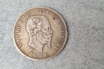Afbeelding van Zilver Munt Vitorio Emanuelle II 5 Lire