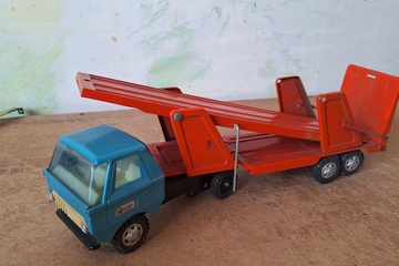 Afbeelding van Gama, Autotransport vrachtwagen (blauw/oranje model)