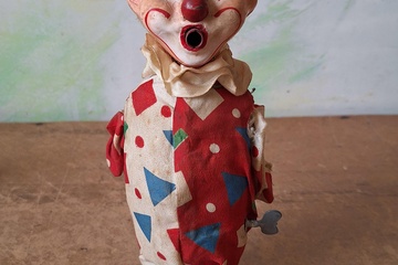 Afbeelding van Clown (opwindbaar, bewegend mechanisme, stoffen kleding) - Blikken speelgoed