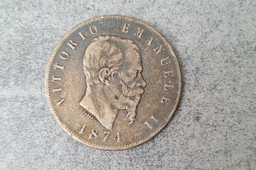 Afbeelding van Zilver Munt Vitorio Emanuelle II 5 Lire