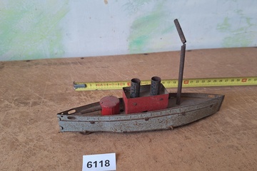 Afbeelding van Antieke militaire kruiser / Torpedoboot (met kanon en schoorstenen) – Blikken speelgoed