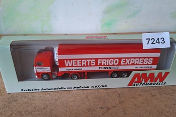 Afbeelding van AWM MAN 'Weerts Frigo Express Teuven België' vrachtwagen met koeloplegger (1:87)