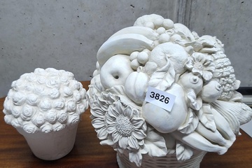 Afbeelding van Decoratieve fruitschaal en bloempot