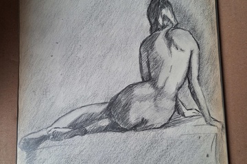 Afbeelding van potlood tekening gesigneerd