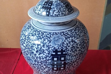 Afbeelding van Blauw wit vaas China porselien 