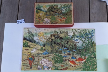 Afbeelding van Originele Houten puzzel Kuifje De Schat van Scharlaken 'Le lombard' gecontroleerd & Compleet 