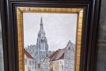 Afbeelding van Stadszicht in kader gesigneerd