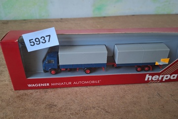 Afbeelding van Herpa Wagener Miniatur Automobile, Mercedes-Benz LKW-Zug Grey/Blue, 1:87