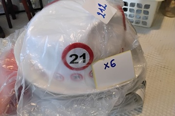 Afbeelding van 6x Witte hoed cijfer 21