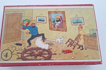 Afbeelding van Originele Houten puzzel Kuifje Het Geheim van de Eenhoorn 'Le lombard' gecontroleerd & Compleet (1 stukje is gebroken,maar nog volledig)