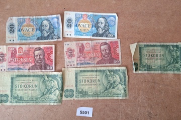 Afbeelding van oude Bankbiljetten Tsjechië-Slowakije