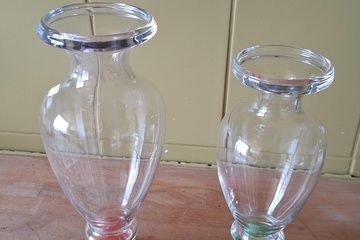 Afbeelding van Vaas groen & Oranje voet Glas H 28cm & 32cm