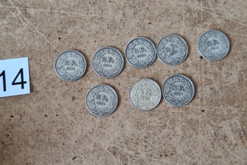 Afbeelding van Zwitserland zilver munten 1/2 Fr 8 stuks