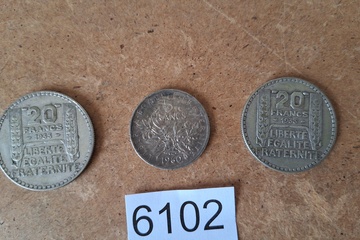 Afbeelding van Zilver munten Frankrijk 3 stuks