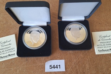 Afbeelding van Nicolas Sarkozy zilver munten met certificaat