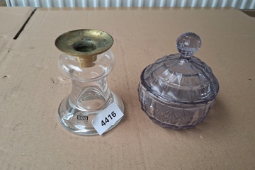 Afbeelding van Glazen kandelaar & opbergpot glas