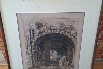 Afbeelding van pentekening in kader gesigneerd