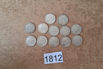 Afbeelding van Frankrijk Zilver Munten 1 Franc 12 stuks