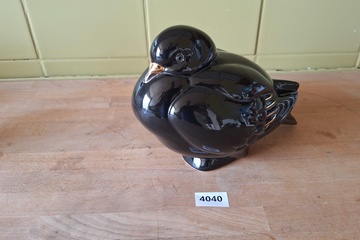 Afbeelding van Beeld duif zwart Porselein Gemerkt 20x30cm