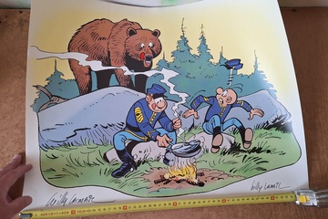 Afbeelding van Prent de Blauwbloezen getekend Willy Lambil