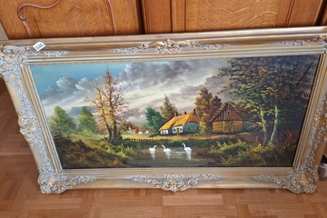 Afbeelding van Schilderij in kader gesigneerd