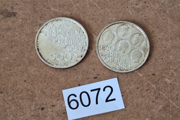 Afbeelding van Zilver munten België 500 fr. 2 stuks