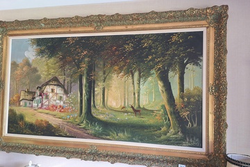 Afbeelding van Schilderij in kader gesigneerd